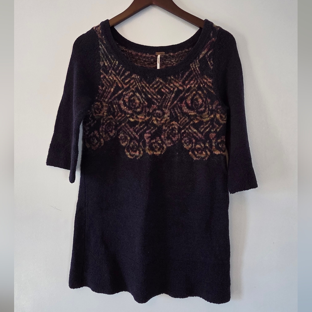 Free People Women's Sweater Tunic Cotton Rayon Wool Size XS Dress